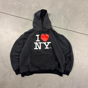 Y2k faded black i love ny hoodie